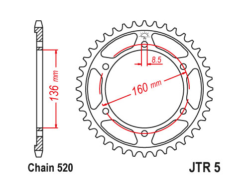 JT Rear Sprocket 5.47 / SUNR1-3637